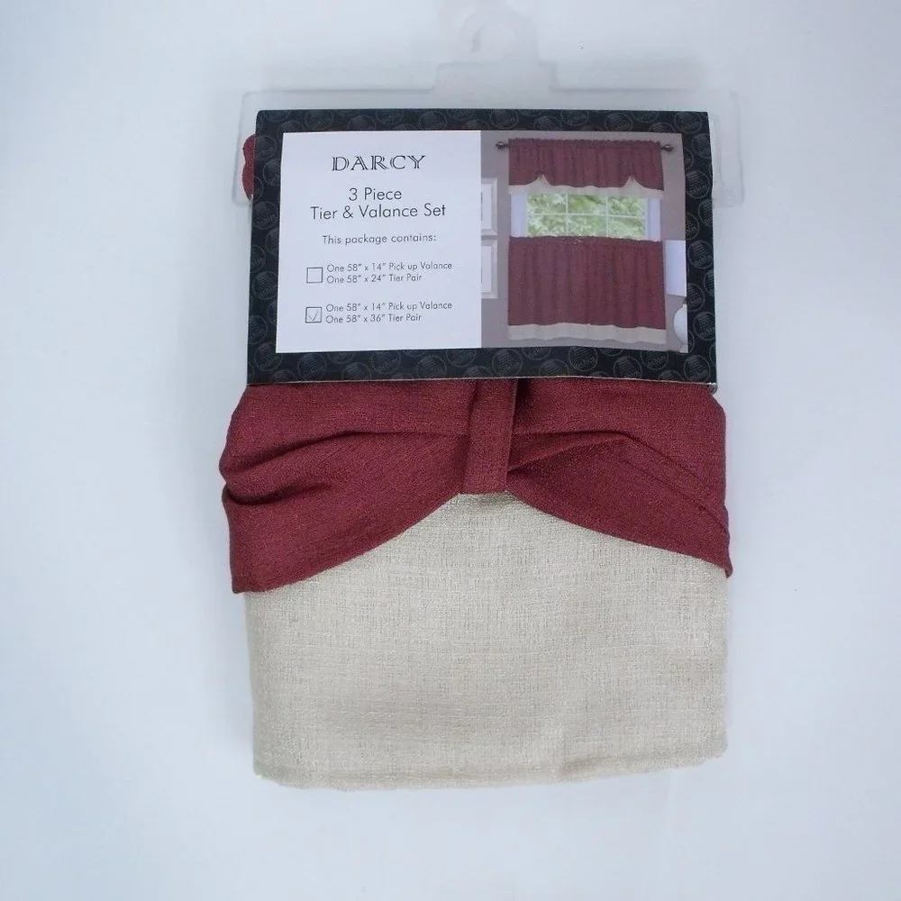 Achim Darcy Tier & Valance 3 Piece Curtain Set